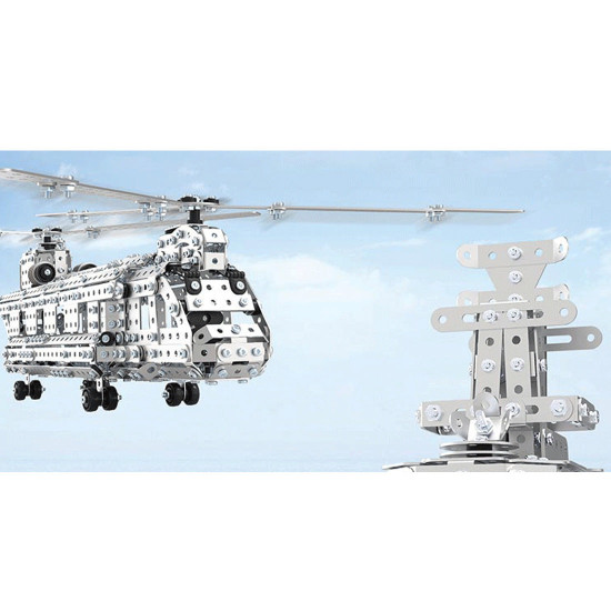 466pcs+ diy assembly 3d metal military warplane helicopter  model kits puzzle toys