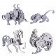 4pcs diy assembly 3d stainless steel tiger cattle cock horse puzzle toy