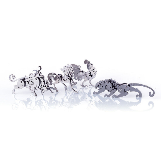 4pcs diy assembly 3d stainless steel tiger cattle cock horse puzzle toy