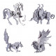 4pcs griffin wild wolf cattle horse diy 3d stainless steel metal puzzle model