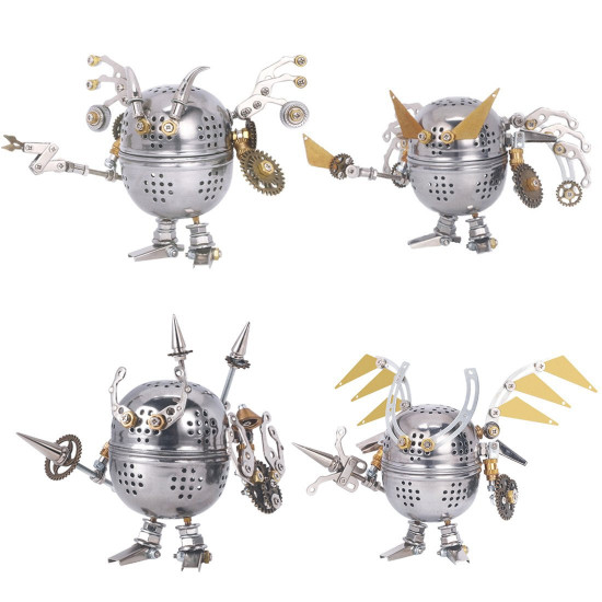 4pcs set 3d assembly mini mecha soldier figure diy metal mechanical puzzle model kit toys