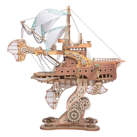 4pcs/ set diy fantasy steampunk spaceship 3d wooden puzzle toy