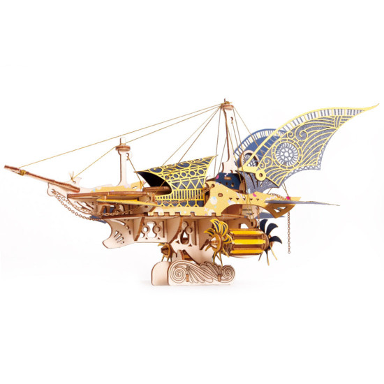 4pcs/ set diy fantasy steampunk spaceship 3d wooden puzzle toy