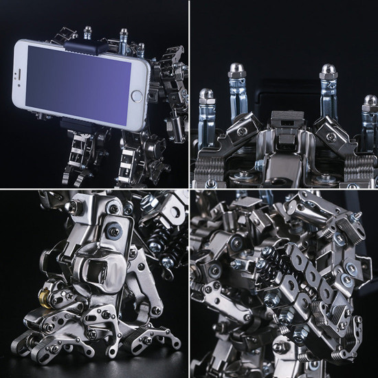 521pcs 2in1 multi-funtional metal snipper mecha soldier 3d model building kit assembly phone holder