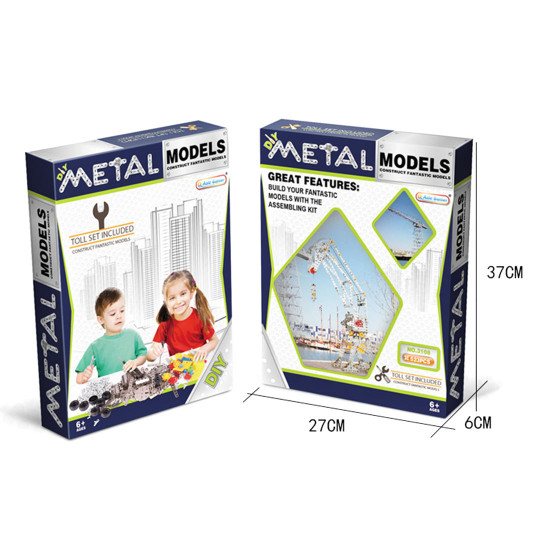 523pcs steam tower crane model set 3d metal model builing kit