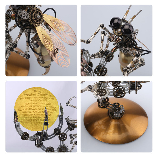 628pcs steampunk mechanical metal wasp on glow jupiter moon planet series