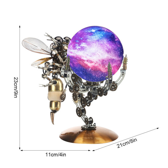 628pcs steampunk mechanical metal wasp on glow jupiter moon planet series