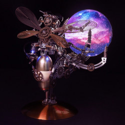 628pcs steampunk mechanical metal wasp on glow jupiter moon planet series