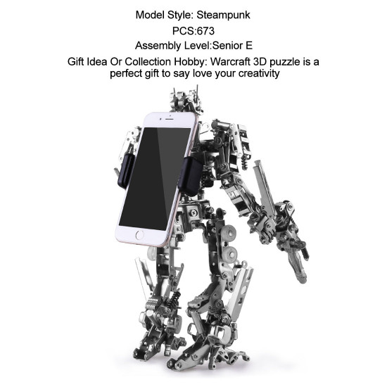 673pcs+ explorer mecha x-7 3d metal assembly diy kit phone holder 2-in-1