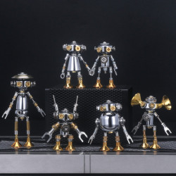 6pcs blind box diy 3d metal  mini white collar mecha office series model building kit