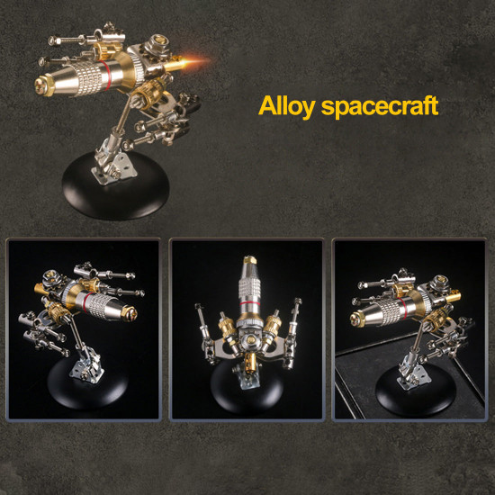 6pcs blind box diy metal assembly armored series spacecraft mecha tank motorcycle model kit with light