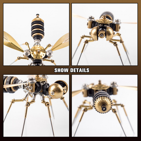 6pcs/set steampunk tiny insect bugs metal diy model kits