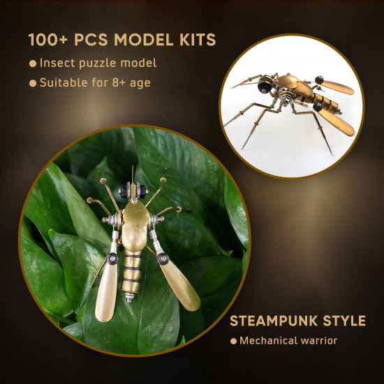 6pcs/set steampunk tiny insect bugs metal diy model kits