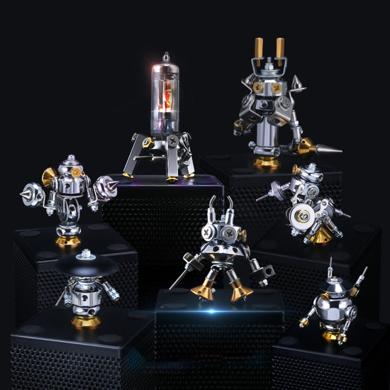 7pcs diy metal earth defending special forces mini mecha assembly model kit blind box