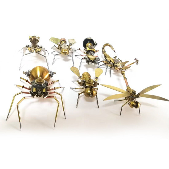 7pcs/set assembled steampunk insect set models with box