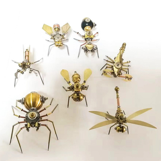 7pcs/set assembled steampunk insect set models with box