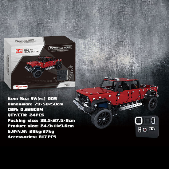 817pcs 1:16 2.4g 6ch metal rc pickup off-road truck vehicle puzzle toy