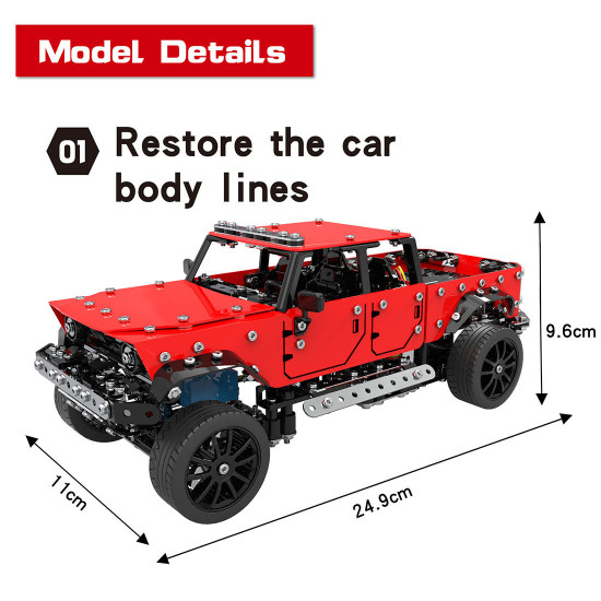 817pcs 1:16 2.4g 6ch metal rc pickup off-road truck vehicle puzzle toy