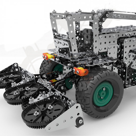 946pcs 3d metal gear drive big farm combine wheat harvester assembly toy