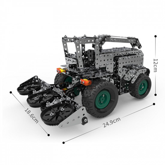 946pcs 3d metal gear drive big farm combine wheat harvester assembly toy