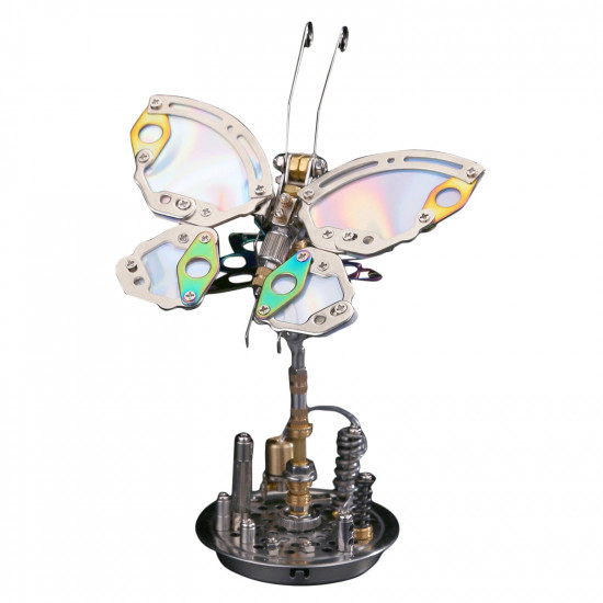 195pcs 3d metal steampunk chaos butterfly with flower base