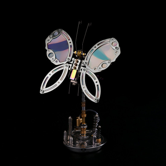 195pcs 3d metal steampunk chaos butterfly with flower base