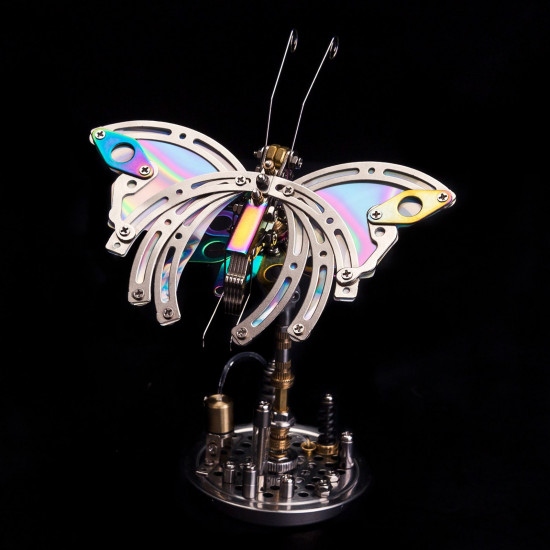 195pcs 3d metal steampunk chaos butterfly with flower base