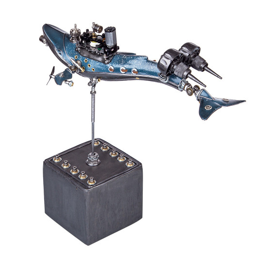 abandoned whale warship metal steampunk assembled model kits with light 3d handmade crafts