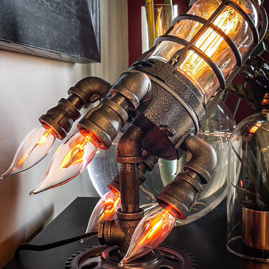 american industrial plastic retro steam punk rocket lamp