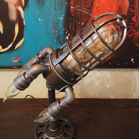 american industrial plastic retro steam punk rocket lamp