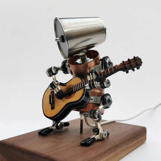 steampunk style assembled 3d metal musician bassists model lamp 2-in-1desk decor  crafts