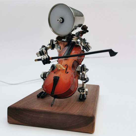 steampunk style assembled 3d metal musician bassists model lamp 2-in-1desk decor  crafts