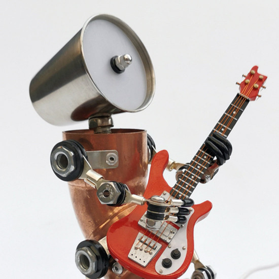 steampunk style assembled 3d metal musician bassists model lamp 2-in-1desk decor  crafts