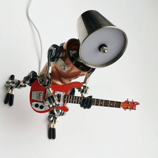 steampunk style assembled 3d metal musician bassists model lamp 2-in-1desk decor  crafts
