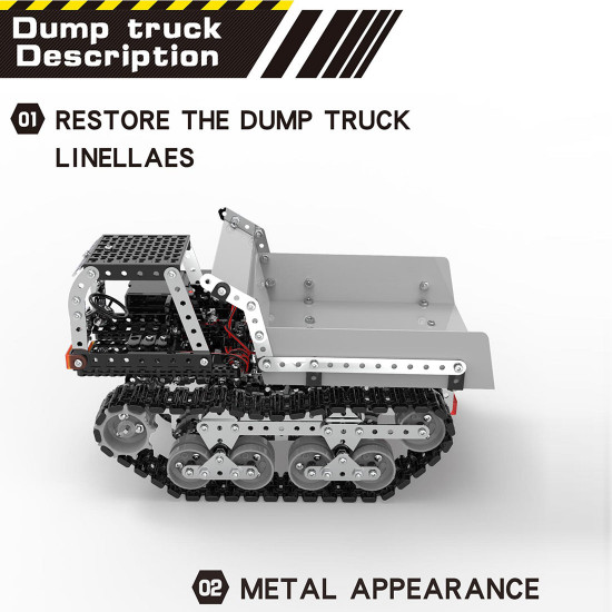 assembly 934pcs 2.4g 10ch metal rc tracked dump truck puzzle model