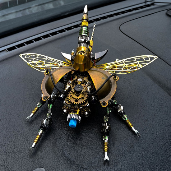 assembly diy 3d metal mechanical war beetle with sound control light