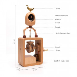 automata creative cartoon banana one eye monster music box wooden hand cranked musical box