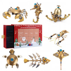 christmas advent calendar with 7 small steampunk deep sea animal model kits