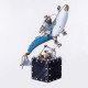 creative 3d blue whale animal metal steampunk model with base handmade assembled crafts