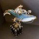 creative 3d blue whale animal metal steampunk model with base handmade assembled crafts