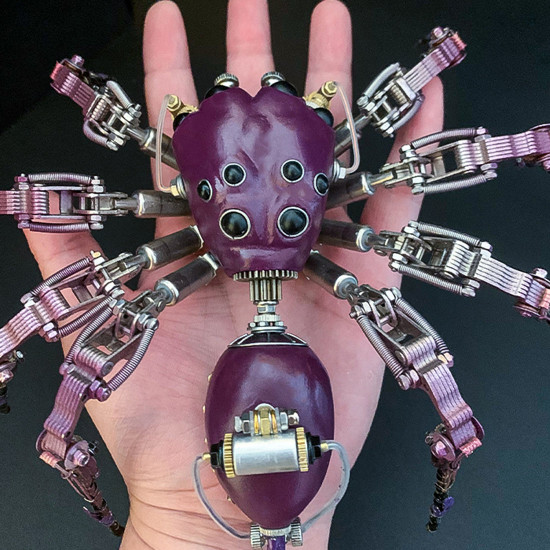 creative metal purple tarantula spider insect bug steampunk model assembled crafts