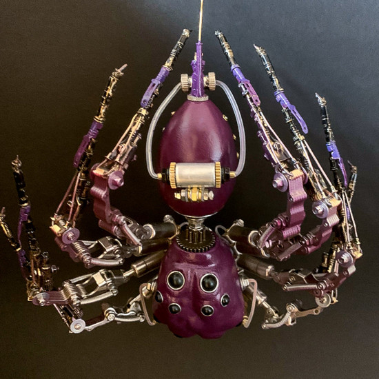 creative metal purple tarantula spider insect bug steampunk model assembled crafts