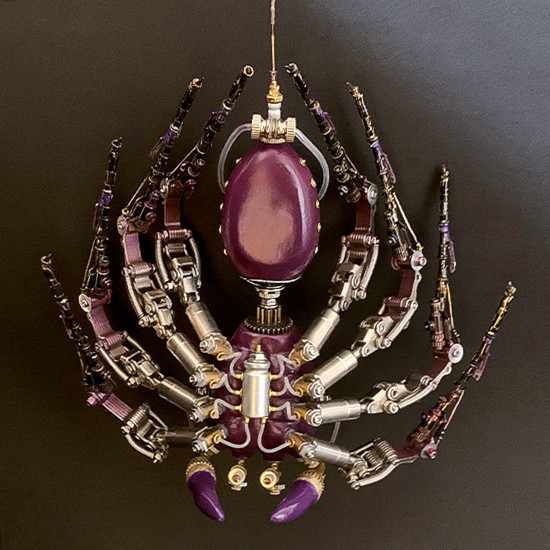 creative metal purple tarantula spider insect bug steampunk model assembled crafts