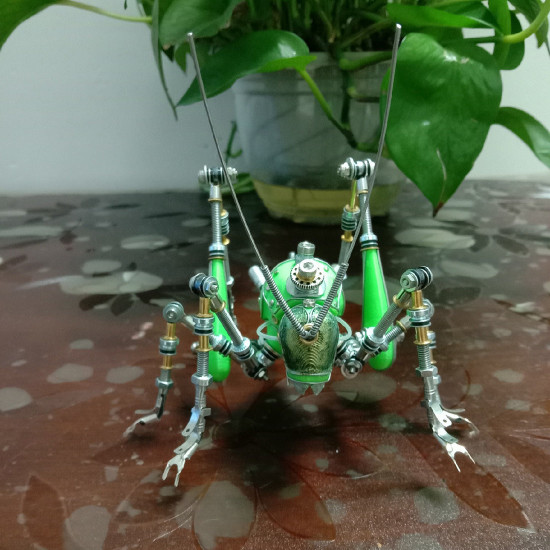 creative steampunk 3d green cricket insect sculpture assembled model kits