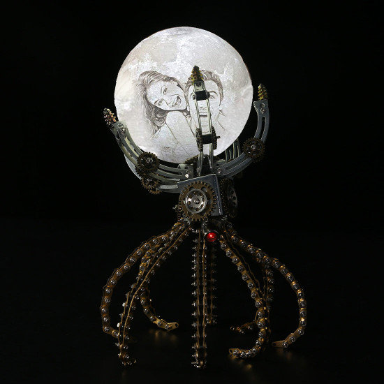 custom steampunk octopus on the moon light lamp 1061pcs metal model kits
