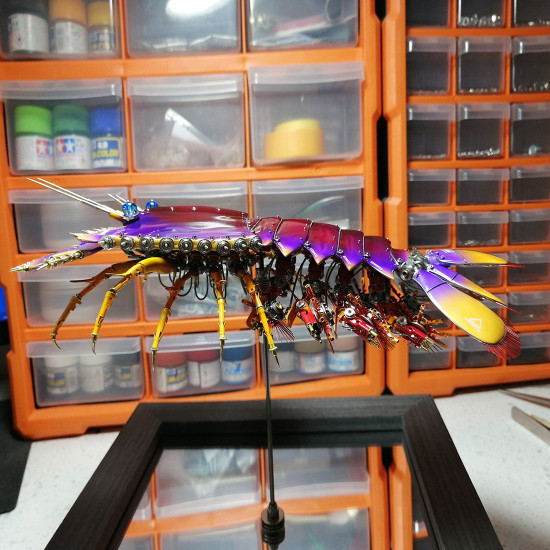 customized 3d metal lobster sculpture  assembly model kits crafts for home decor collection display