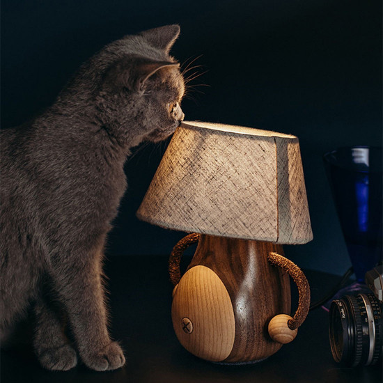 cute animal night light creative gifts wooden touch control table lamp-3 light mode