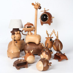 cute animal night light creative gifts wooden touch control table lamp-3 light mode