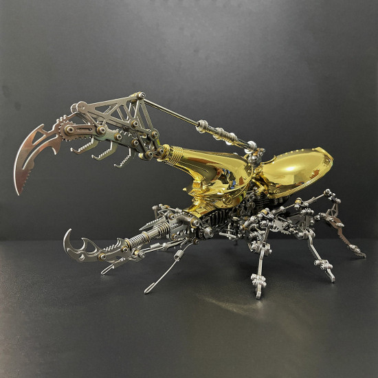 diy 3d assembly mechanical dynastes insect model creative toy set (1,014pcs/gold)