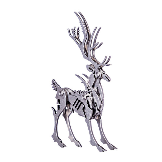 4pcs diy 3d assembly stainless steel fox elk beast unicorn puzzle toy model